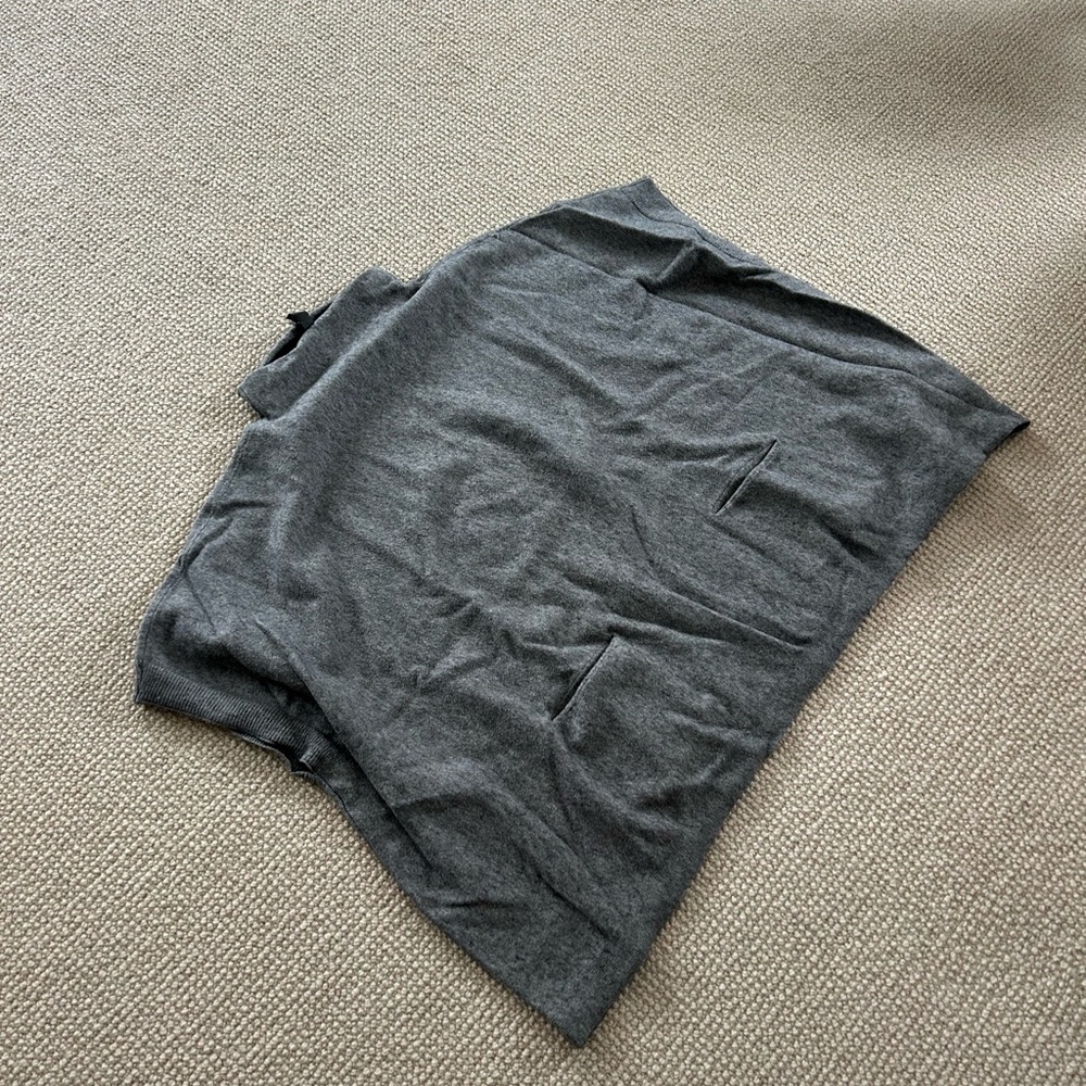 Gray Turtleneck Poncho Sweater